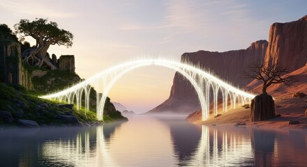 Ethereal Light Bridge Connecting Diverse Worlds.