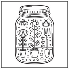 Cute Spring Jars Coloring Pages