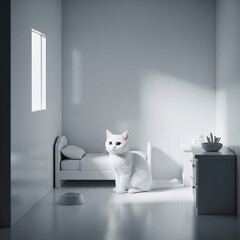 Le chat dans la chambre blanche