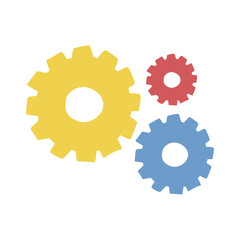 Colorful Gear Illustration on White Background Symbol of Collaboration and Teamwork