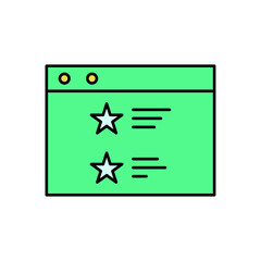 Website interface with a star rating and customer review section icon