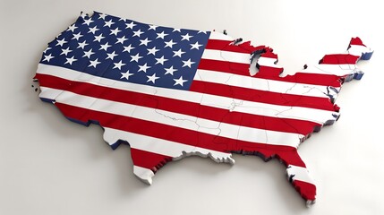 Obraz premium 3d United States map with American flag colors USA map