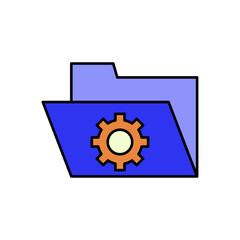 Gear Up Your Data A Customizable File Folder Icon Illustration