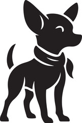 Happy chihuahua dog wearing a bandana, Cute small dog silhouette design