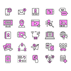Communication Icon Set Modern and Streamlined for UX Design