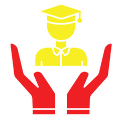 Graduate color icon, concept illustration, vector flat symbol, glyph sign.