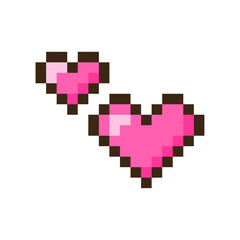 Lovely pair of pixel art hearts in a charming retro 8-bit style