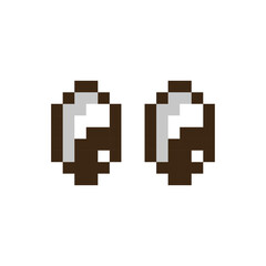 Vintage 8-bit style brown eyes, a classic digital character asset