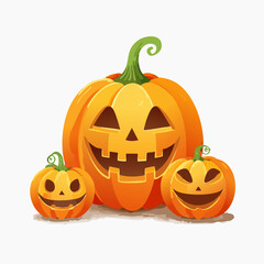 Flat Vector Pumpkins with Carved Faces