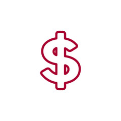 Financial Symbol Dollar Sign Icon, Red Outline, Business, Finance, Money
