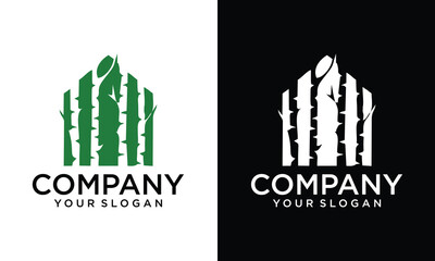 Creative Illustration of Tree House Logo Design Template