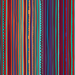 Line Doodle Seamless Pattern 12 - Colorful Horizontal Stripes 3