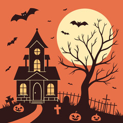 halloween background with haunted house