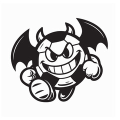 Cute Ghost Soccer Ball Character with Wings for Halloween Vector