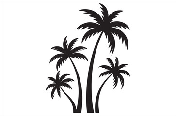 Palm tree silhouette vector set, tropical tree icon design, beach palm clipart, summer tree illustration, coconut tree collection, black palm drawing 