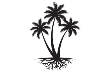 Obraz premium Palm tree silhouette vector set, tropical tree icon design, beach palm clipart, summer tree illustration, coconut tree collection, black palm drawing 