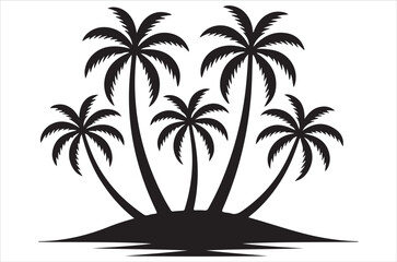 Fototapeta premium Palm tree silhouette vector set, tropical tree icon design, beach palm clipart, summer tree illustration, coconut tree collection, black palm drawing 