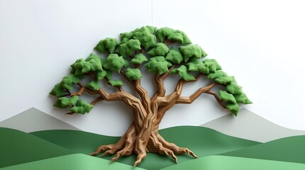 green tree on white background