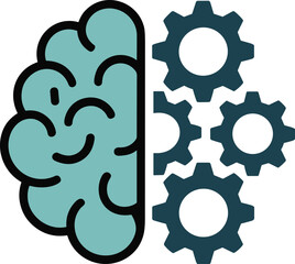 Happy Brain Cogs Modern Flat Design,  Positive Thinking Concept