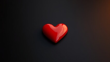 Fototapeta premium Red heart shape on a sleek black surface, radiating warmth and emotion with a minimalist aesthetic.