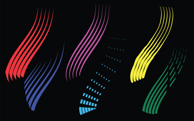 Colorful abstract lines on black background creating a dynamic modern design