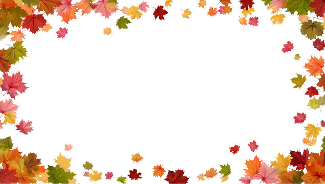 a border of colorful autumn leaves falling, deal frame for nature-themed designs or as part of your festive season graphics. - Powered by Adobe