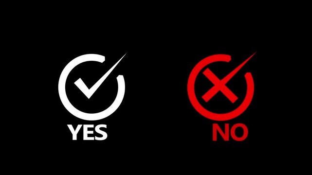 Check and Cross Motion Graphics HD. Yes and No symbols Isolated Background. Check and Uncheck, Printed Yes and No symbols choice.