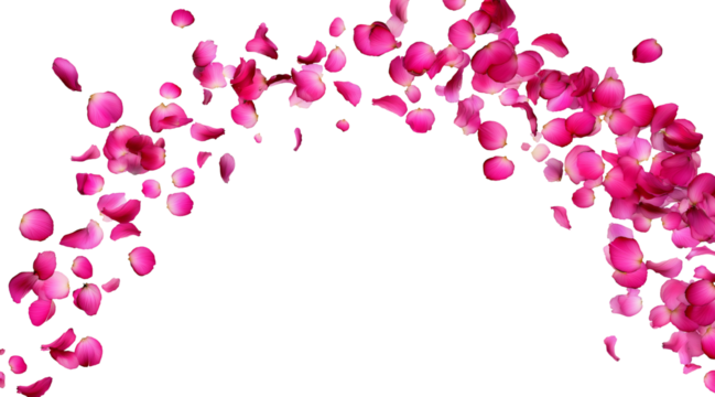 red and pink rose petals trail on transparent background, omantic flower valentine love and marriage