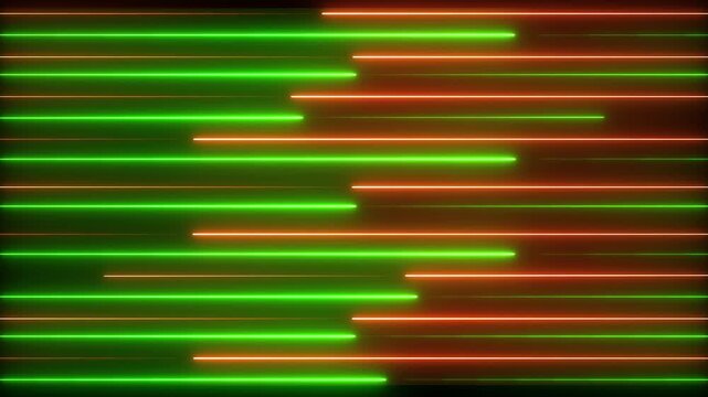 Abstract glowing rainbow color neon lines motion background.