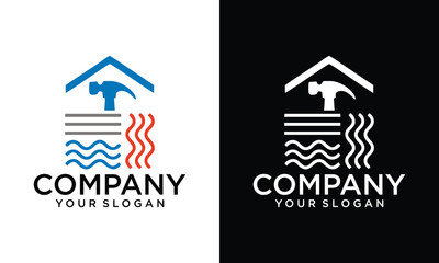 Creative home service logo design vector illustration, home gear logo template