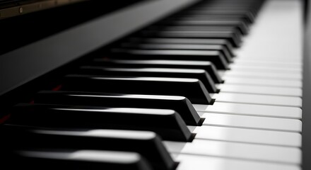 Close up shot of a black and white piano keyboard