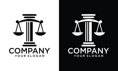 Creative Scale of justice, lawyer logo, sign, icon, symbol, scale logo template