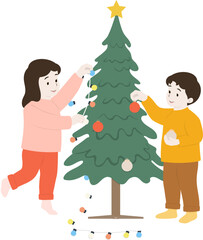 트리 꾸미는 어린이