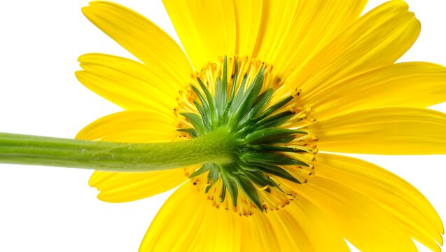Vibrant Yellow Daisy Flower, Close-Up Macro Shot, Isolated on White Background, Detailed Botany, Bright, Cheerful, Springtime Bloom. - Powered by Adobe