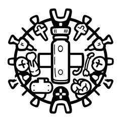 vector illustration of an medicine set kit