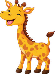 a cute cartoon giraffe with its tongue sticking out, in a clip art style, a simple vector illustration, a full-body shot, on a white background