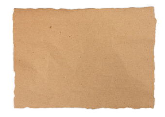 Urgent Post-it notes torn from old brown kraft paper wrinkles isolated on transparent background or png file.