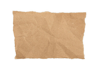 Urgent Post-it notes torn from old brown kraft paper wrinkles isolated on transparent background or png file.