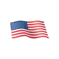 An illustration of the American flag waving against a clean white background.