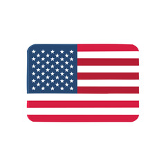 Simplified illustration of the United States flag, featuring red and white stripes and a blue canton filled with white stars.