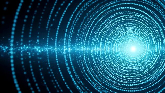 Abstract Blue Particle Tunnel:  Digital Energy Flow, Seamless Loop, 4K Resolution
