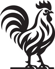 Stylized rooster silhouette with feather patterns, Chicken bird tribal art illustration