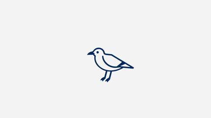 Obraz premium Simple line drawing of a seagull, front view, in navy blue.