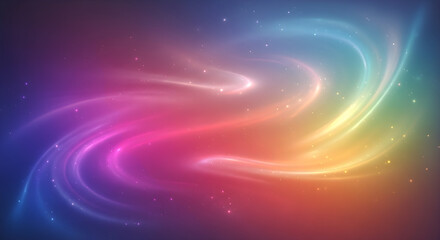 Vibrant Swirling Rainbow Galaxy Background | Abstract Colorful Space Art with Sparkles for Website Headers, Presentations, and Graphic Design