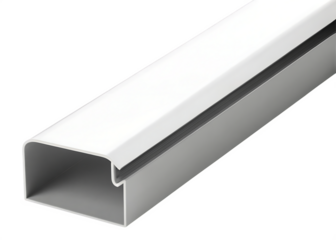 White Plastic Cable Trunking Section with Grey Interior Detail conduit isolated on a transparent background