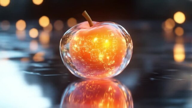 Digital core apple, futuristic technology concept of data protection design