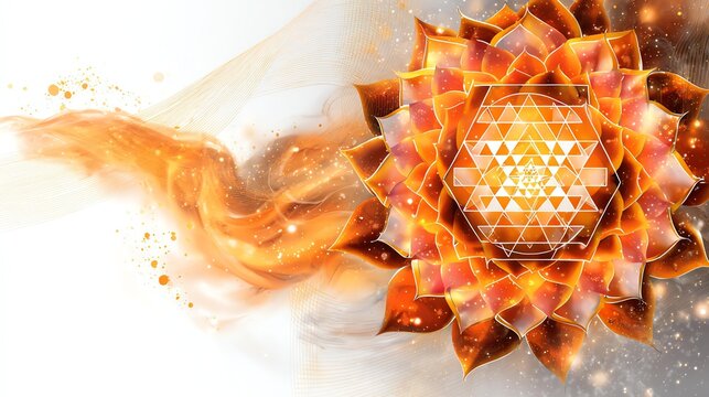Vibrant mandala design with spiritual elements. Mandala sacral chakra Sri Yantra orange mandala sacral chakra art sacral chakra mandala clean advertising layout