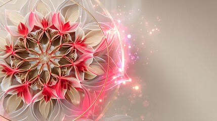 Obraz premium Beautiful abstract floral pattern with pink hues. Mandala root chakra flower of life red geometry mandala root chakra design root chakra mandala for branding