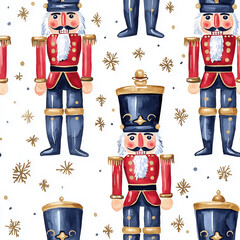 Festive nutcracker pattern holiday decor digital illustration whimsical style top view celebration theme