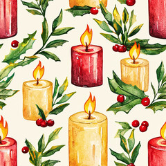 Festive candle arrangement holiday decor digital art cozy environment overhead view celebration vibe